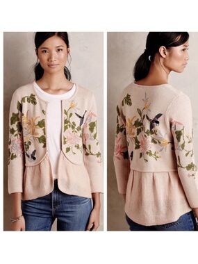 Anthropologie Moth
Embroidered Beaded Floral Bird
Cardigan Sweater Size S $168